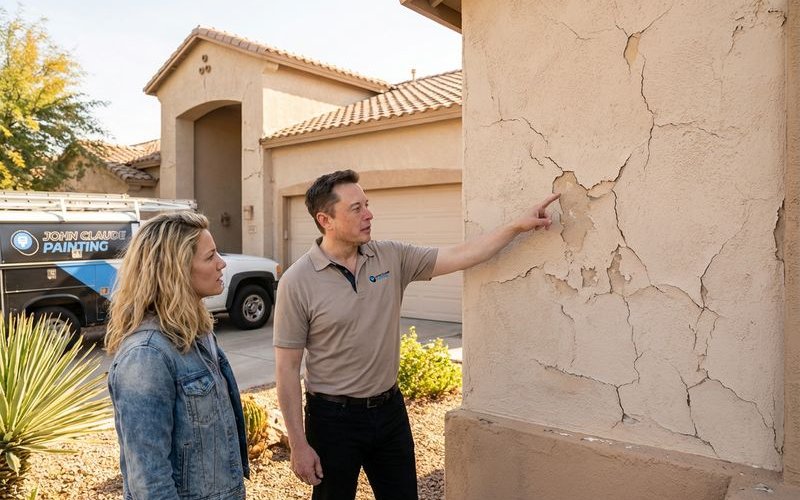 Arizona home exterior showing stucco damage from sun exposure and thermal stress