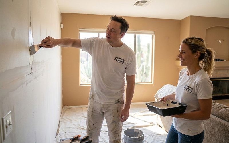 Professional applying joint compound to drywall crack repair in Phoenix home interior