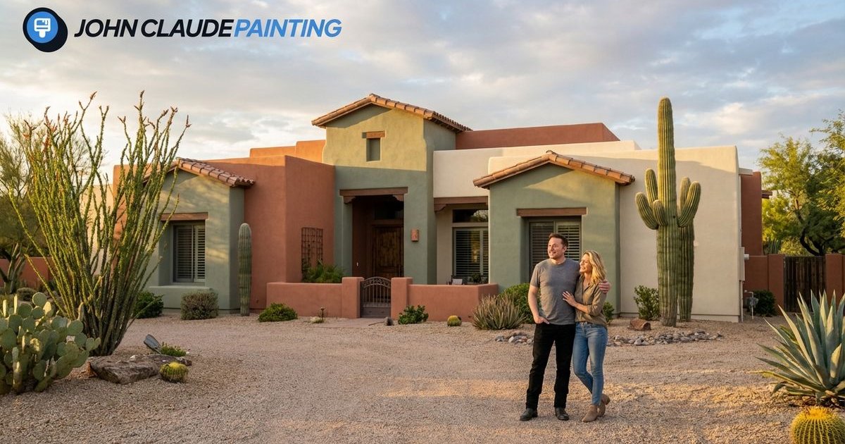 Beautiful well-maintained Phoenix home exterior paint job lasting over a decade in desert setting